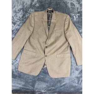 Chaps Mens Blazer Size 48L Beige Paisley Lining 2 Button Closure